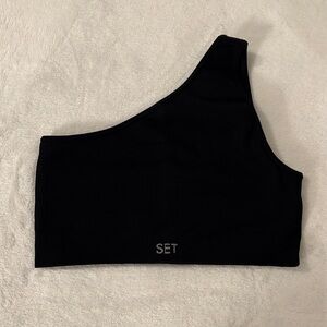 SET ACTIVE one shoulder black top size S